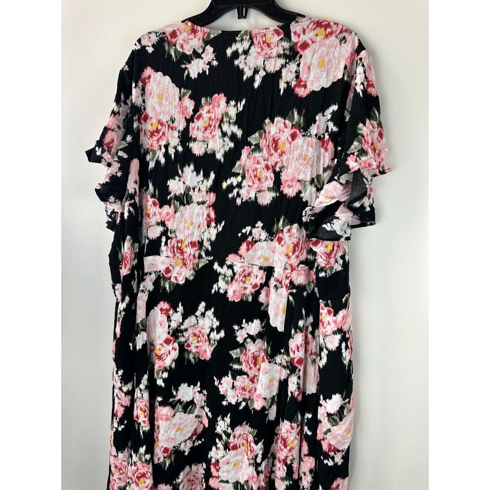 NWT Torrid Mini Gauze Lace Up Skater Dress Black Floral Print Plus Size 5 5X - Picture 6 of 15